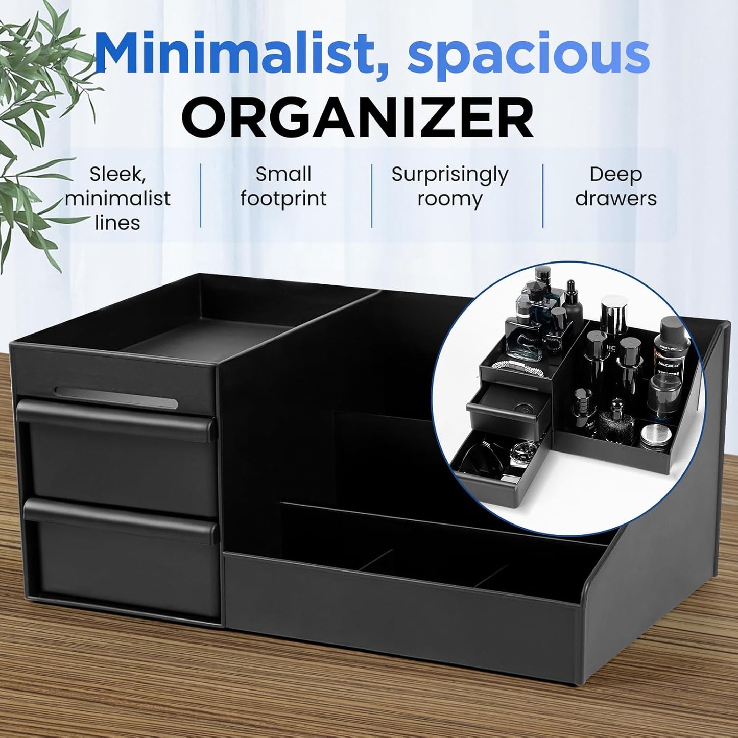 EXIN DECHEN Thekenständer für die Arbeitsplatte, Parfümregal, Parfümorganisator, Kommoden-Organizer, Schlafzimmer-Essentials, Geschenke für Männer, Schwarz