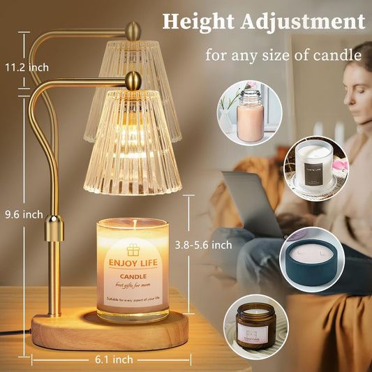 Kerzenwärmer Lampe mit Timer-Dimmer, verstellbare Höhe für neues Zuhause, Schlafzimmer, Muttertagsgeschenke, Vintage-Heimdekoration für Duftglas