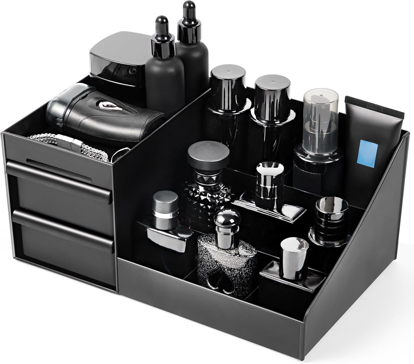 EXIN DECHEN Thekenständer für die Arbeitsplatte, Parfümregal, Parfümorganisator, Kommoden-Organizer, Schlafzimmer-Essentials, Geschenke für Männer, Schwarz