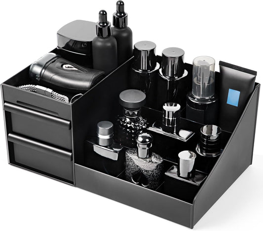 EXIN DECHEN Thekenständer für die Arbeitsplatte, Parfümregal, Parfümorganisator, Kommoden-Organizer, Schlafzimmer-Essentials, Geschenke für Männer, Schwarz